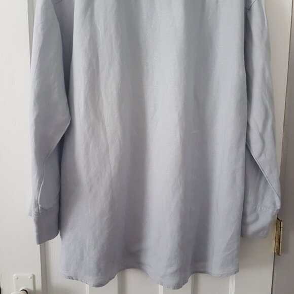 H&M Oversize Linen Viscose Blend Long Sleeve Button Up Shirt Sz XS - Picture 3 of 11